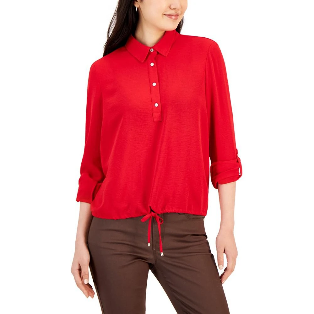 商品Tommy Hilfiger|Women's Point Collar Roll-Tab-Sleeve Top,价格¥174,第1张图片