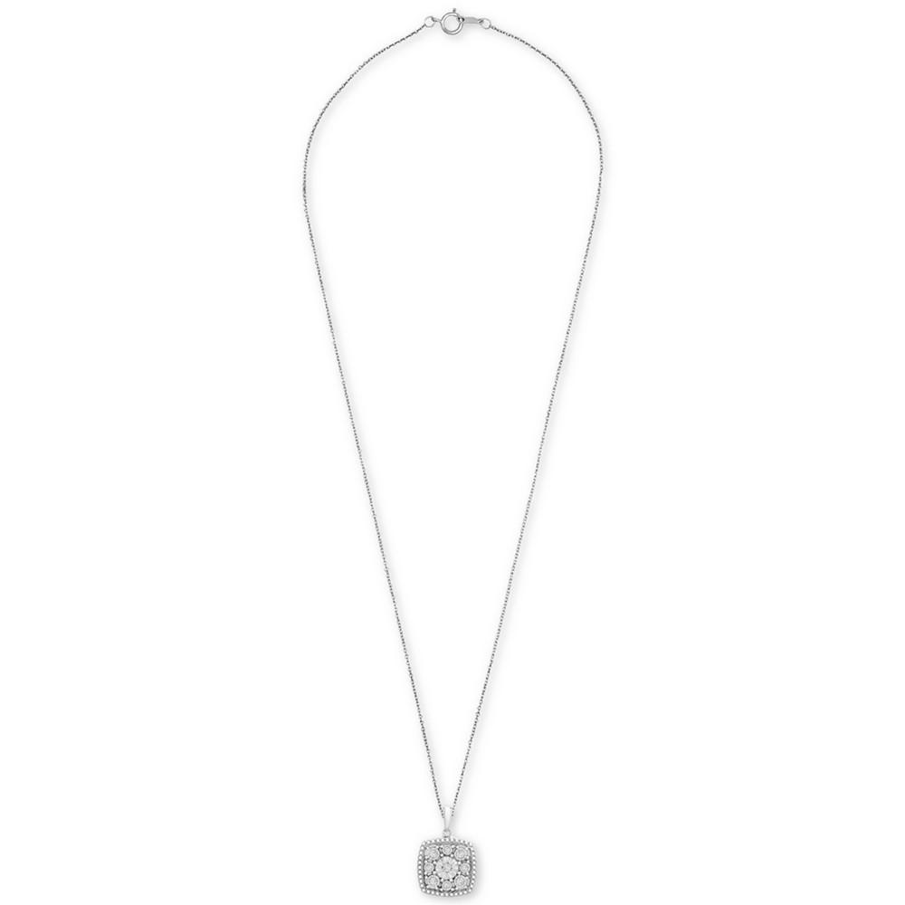 商品Macy's|Diamond Cushion Cluster 18" Pendant Necklace (1/10 ct. t.w.) in Sterling Silver,价格¥1495,第5张图片详细描述