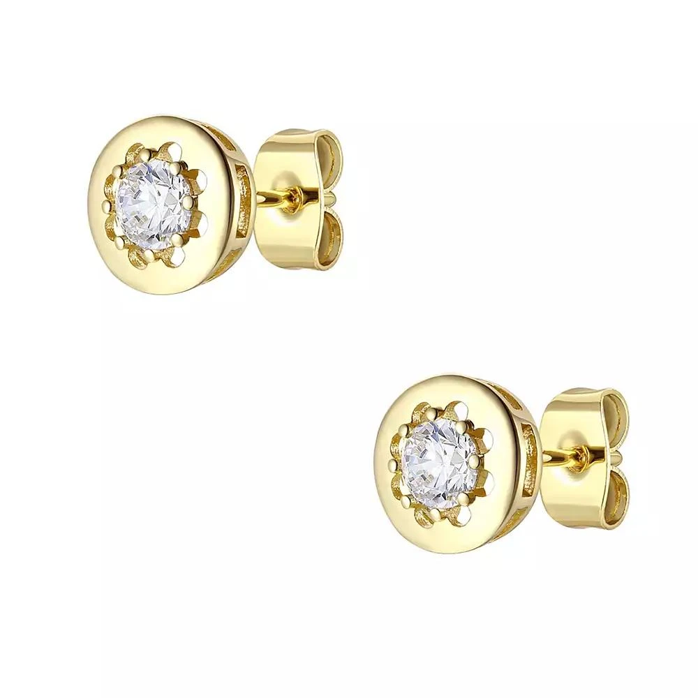 商品Rachel Glauber|14k Gold Plated with Cubic Zirconia Round Modern Bezel Stud Earrings,价格¥91,第2张图片详细描述