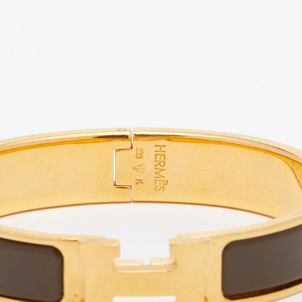 商品[二手商品] Hermes|Hermes Clic H Brown Enamel Gold Plated Narrow Bracelet,价格¥4026,第5张图片详细描述