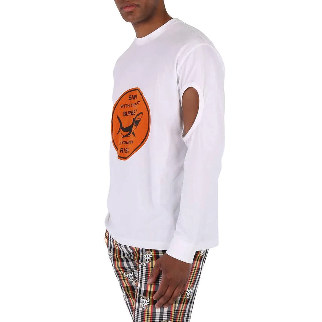 商品Burberry|Men's White Shark Print Cotton Long Sleeve T-Shirt,价格¥947,第3张图片详细描述