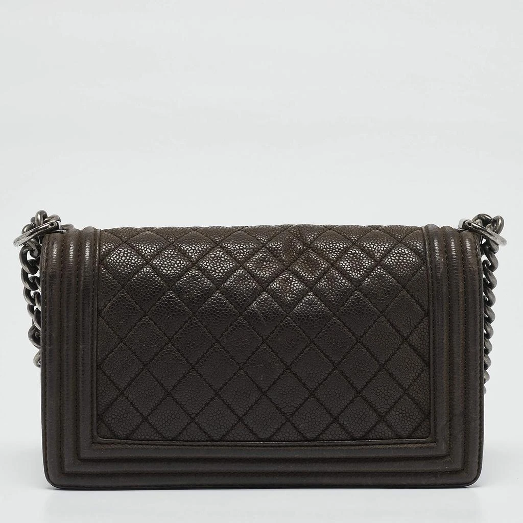 商品[二手商品] Chanel|Chanel Dark Brown Caviar Quilted Leather Medium Boy Flap Bag,价格¥14791,第4张图片详细描述