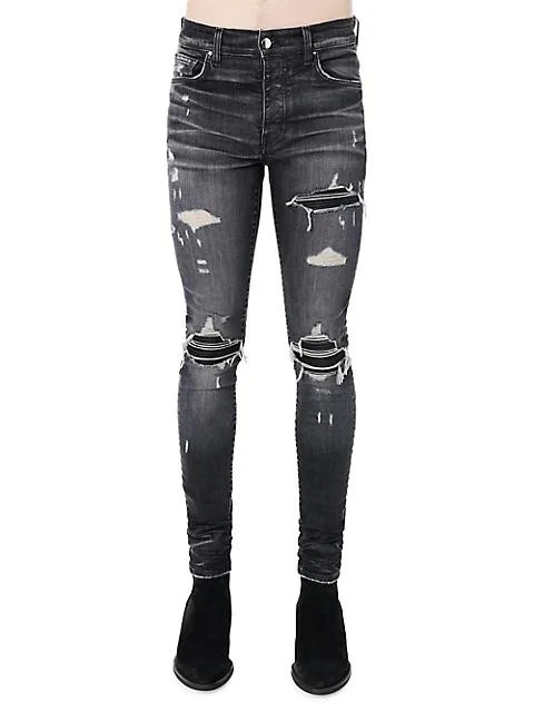 商品AMIRI|Mx1 Leather Patch Jeans,价格¥8183,第1张图片