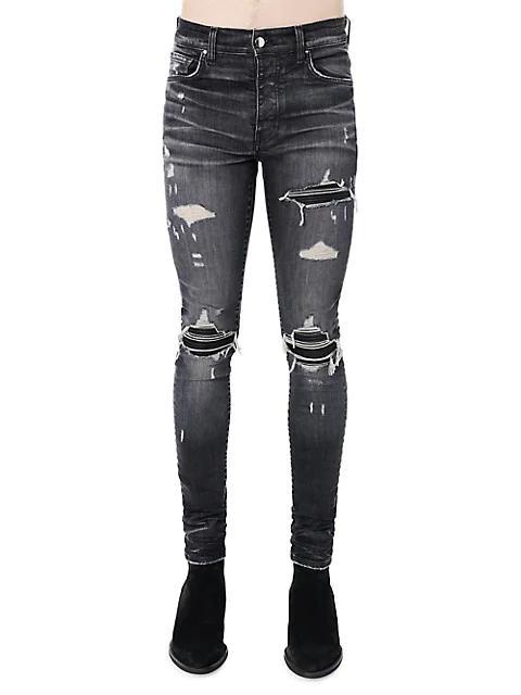 商品AMIRI|Mx1 Leather Patch Jeans,价格¥7970,第1张图片