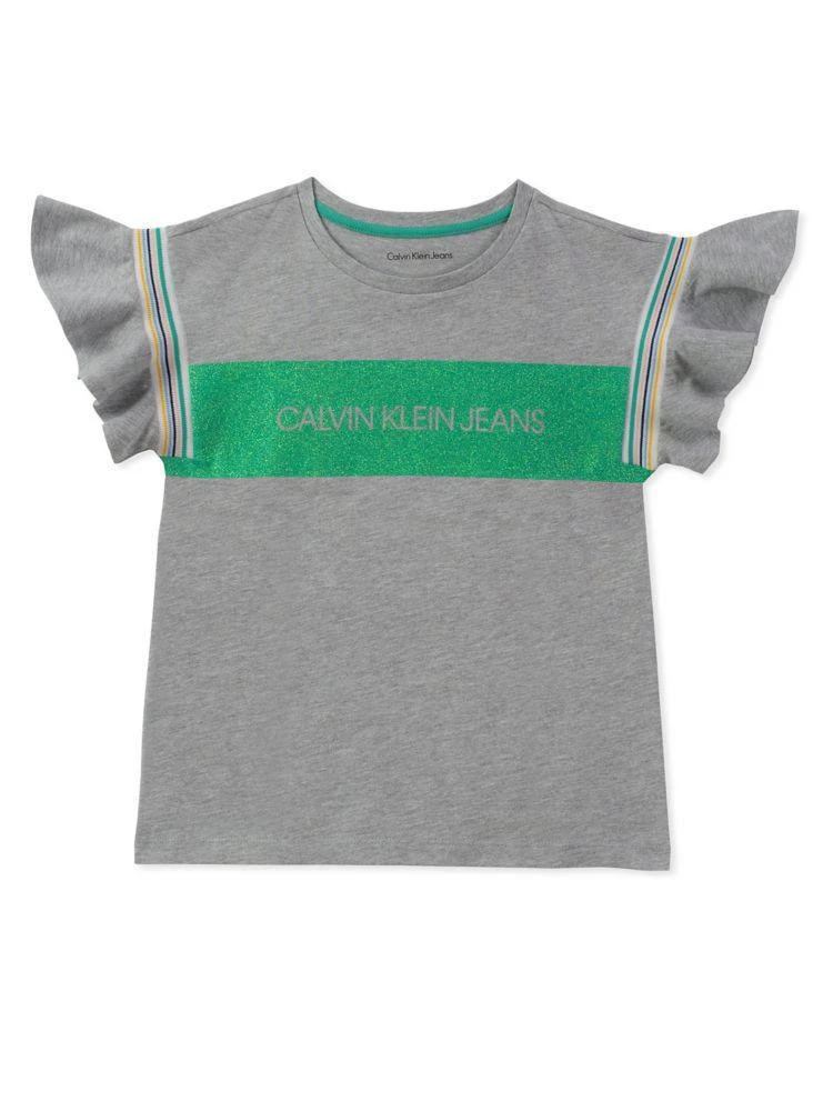 商品Calvin Klein|Girl's Striped-Arm Tee,价格¥92,第2张图片详细描述