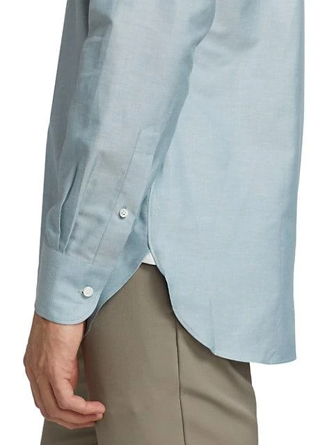 商品Zegna|Crossover Textured Long-Sleeve Shirt,价格¥2174,第5张图片详细描述