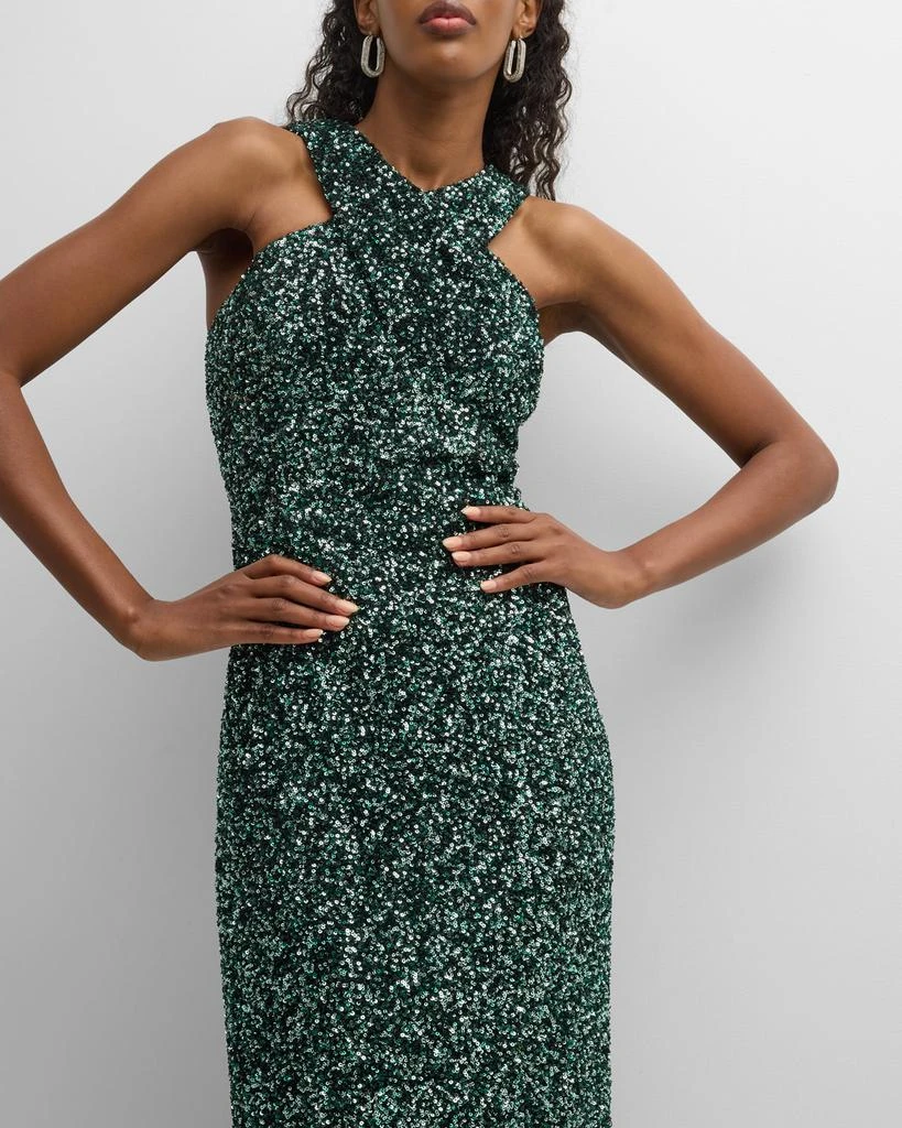 Sequin Crossover Halter Gown 商品