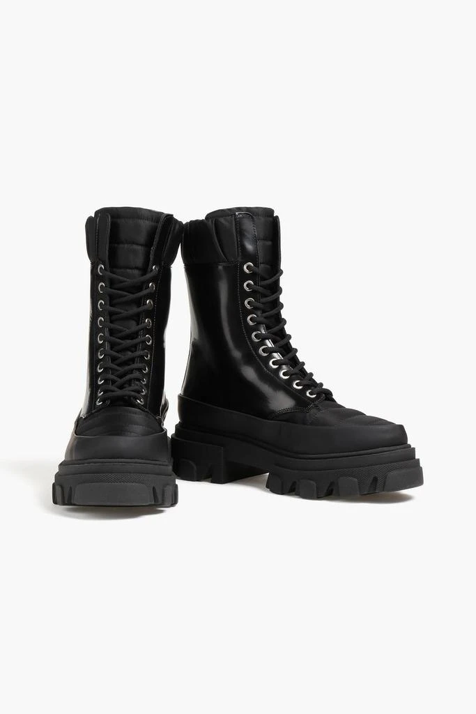 商品Ganni|Quilted shell and leather combat boots,价格¥1749,第2张图片详细描述
