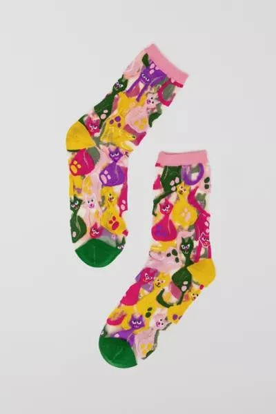 商品Sock Candy|Sock Candy Dopamine Cats Sheer Sock,价格¥137,第1张图片