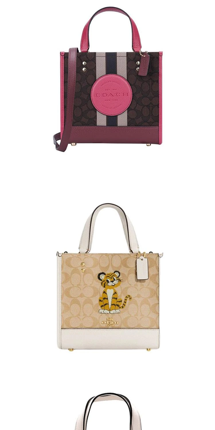商品Coach|美国直邮Coach 奥莱款小号女士牛仔布配皮单肩手提托特包,价格¥4236,第6张图片详细描述