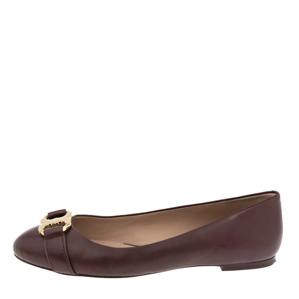 商品[二手商品] Tory Burch|Tory Burch Burgundy Leather Bow Ballet Flats Size 38,价格¥809,第2张图片详细描述