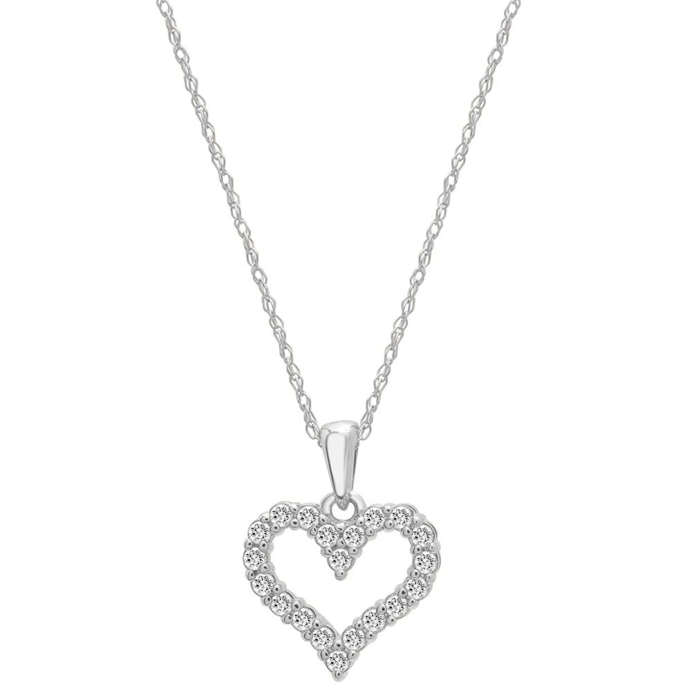 商品Macy's|Diamond Heart Pendant Necklace (1/4 ct. t.w.) in 14k Gold, 18" + 2" extender,价格¥3314,第1张图片