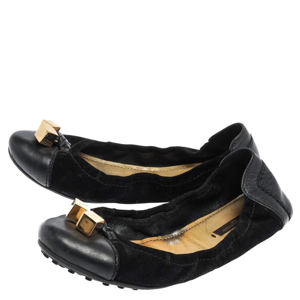 商品[二手商品] Louis Vuitton|Louis Vuitton Black  Suede And Leather Dice Scrunch Ballet Flats Size 38,价格¥1269,第4张图片详细描述