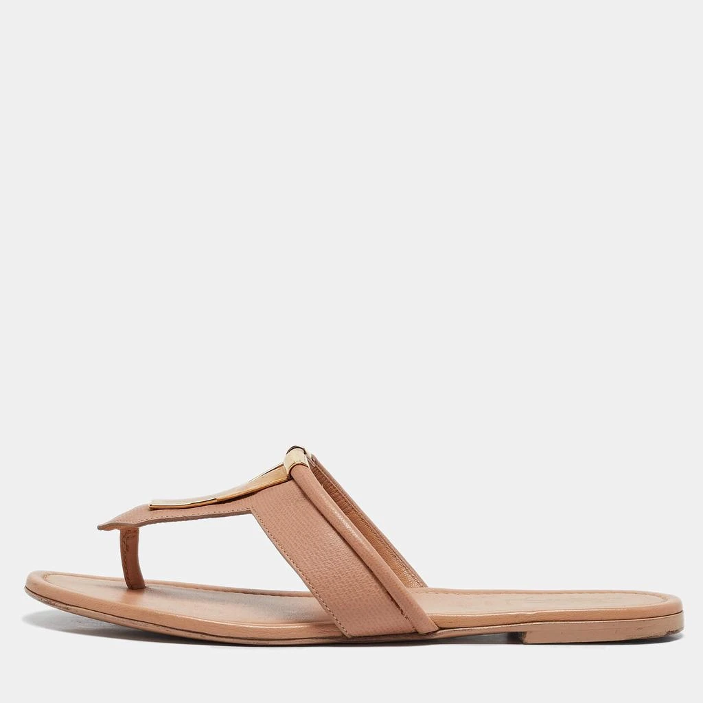 商品[二手商品] Yves Saint Laurent|Yves Saint Laurent Beige Leather Ycon Thong Flats Size 38,价格¥3604,第1张图片