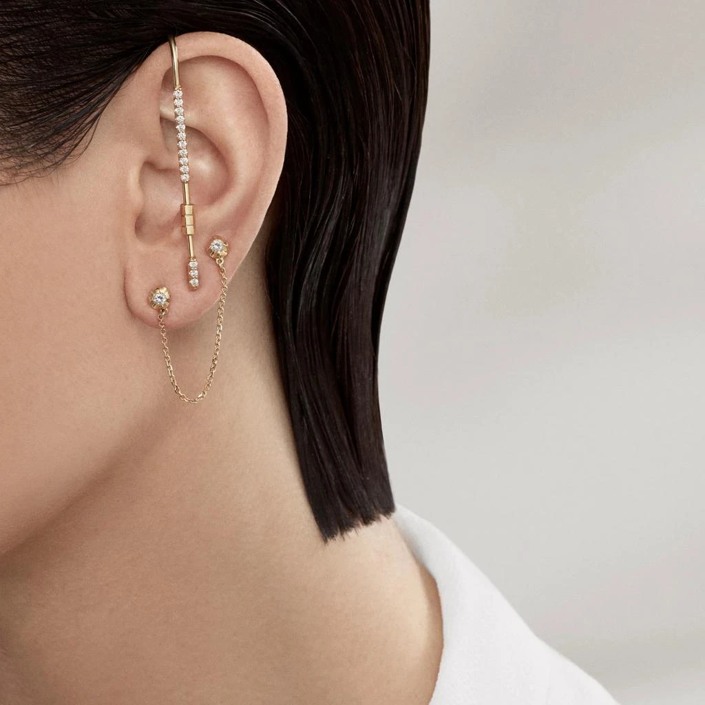 商品AME|Âme Q 18K Yellow Gold, Lab-Grown Diamond Double Stud Earring,价格¥6876,第2张图片详细描述