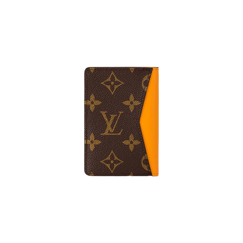 商品Louis Vuitton|【预售十天】路易威登 23新款 男士棕色/橙黄色交织字母帆布配皮卡片收纳包 M82547,价格¥3218,第6张图片详细描述