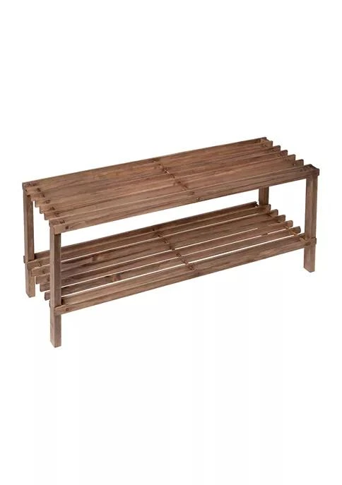 商品Honey Can Do|Can Do 2 Tier Wood Shoe Rack Espresso,价格¥372,第1张图片
