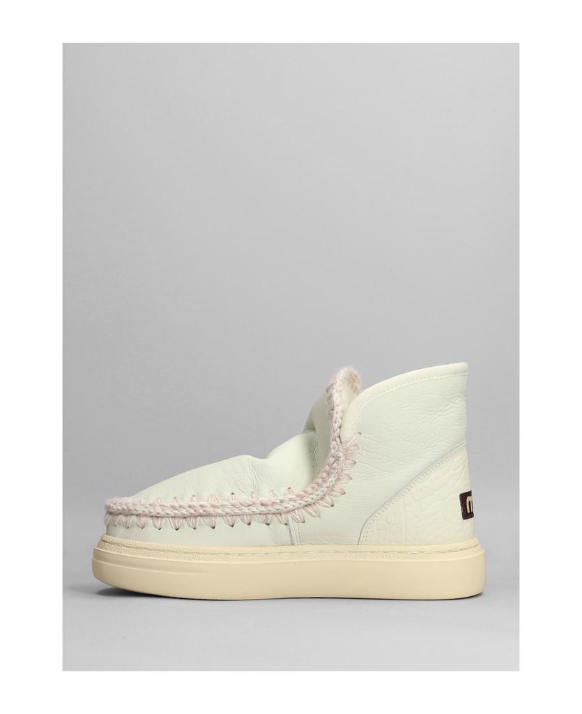 Eskimo Sneaker Bold Low Heels Ankle Boots In White Leather商品第3张图片规格展示