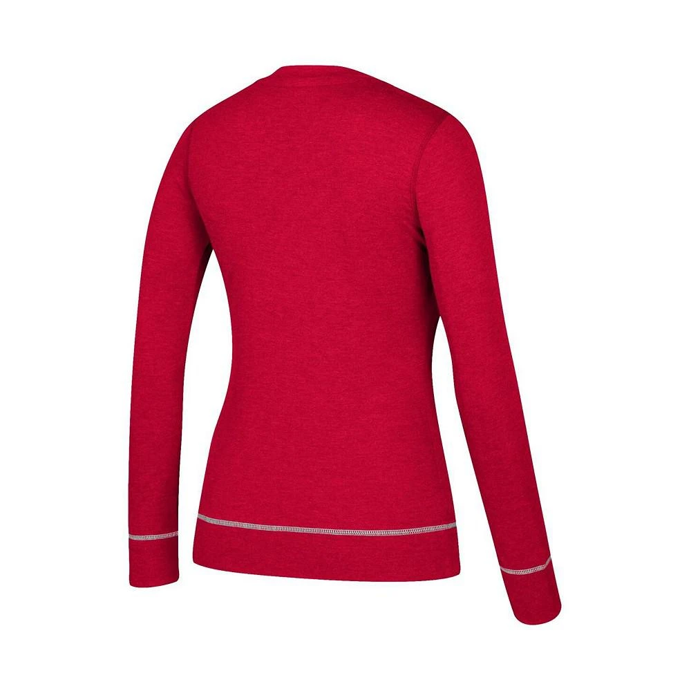 商品Adidas|Women's Heathered Red Washington Capitals Skate Through Long Sleeve Lace-Up V-Neck T-shirt,价格¥422,第2张图片详细描述