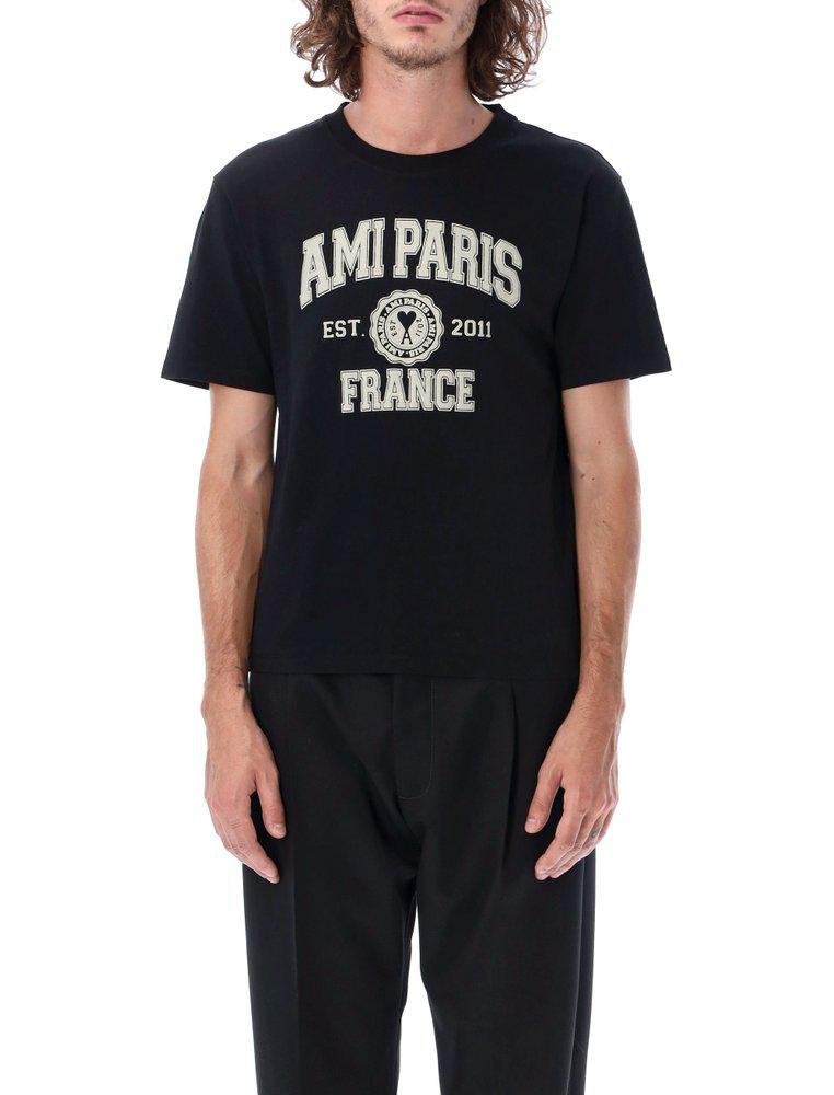 AMI Paris Logo Printed Crewneck T-Shirt商品第1张图片规格展示