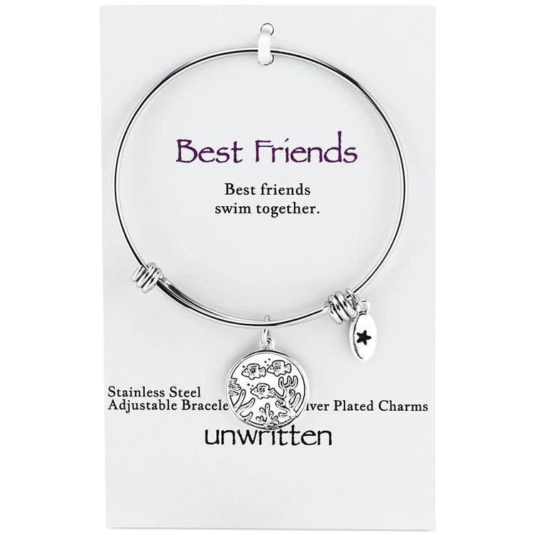 商品Unwritten|"Best Friends Swim Together" Bangle Bracelet in Stainless Steel and Silver-Plate,价格¥104,第3张图片详细描述