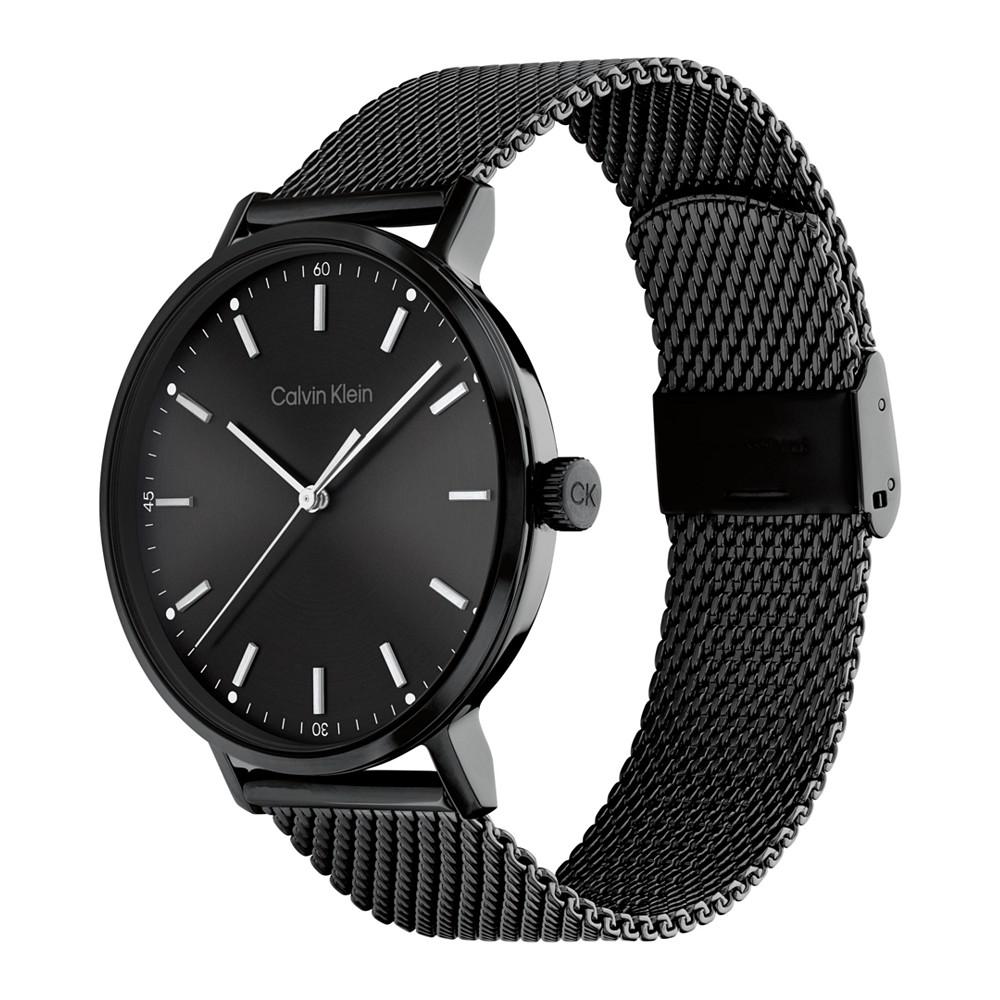 Black Stainless Steel Mesh Bracelet Watch 42mm商品第2张图片规格展示