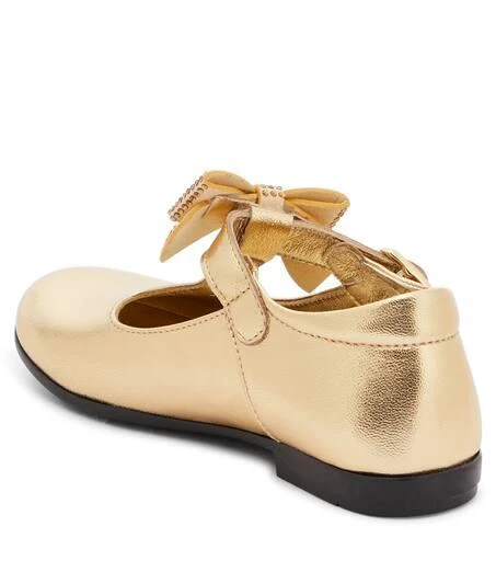 商品MONNALISA|Baby bow-detail leather ballet flats,价格¥943,第2张图片详细描述
