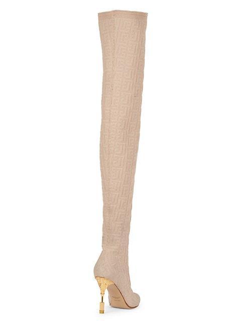 商品Balmain|Moneta Monogram Knit Over-The-Knee Boots,价格¥15742,第5张图片详细描述