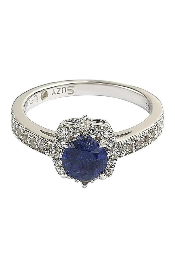 商品Suzy Levian|Sterling Silver Sapphire Center Stone & CZ Ring,价格¥1873,第3张图片详细描述