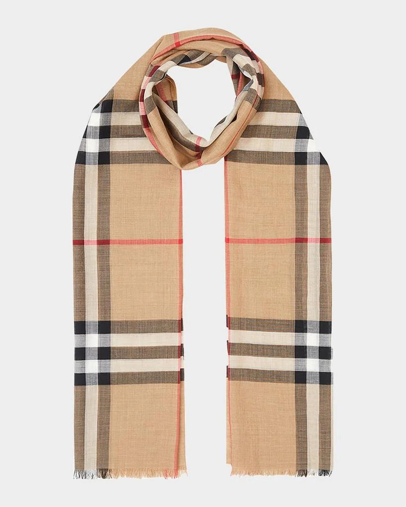 商品Burberry|Giant Check Gauze Scarf,价格¥3556,第1张图片