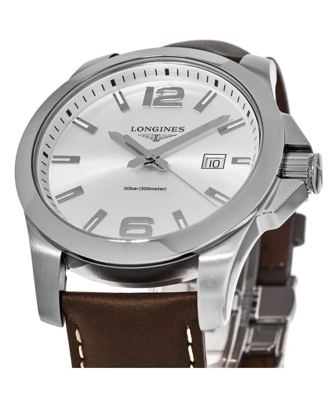 商品Longines|Longines Conquest 43 Silver Dial Brown Leather Strap Men's Watch L3.760.4.76.5,价格¥4940,第2张图片详细描述