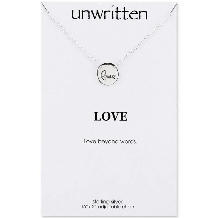 商品Unwritten|"Love" Engraved Disc Pendant Necklace in Sterling Silver,价格¥112,第1张图片