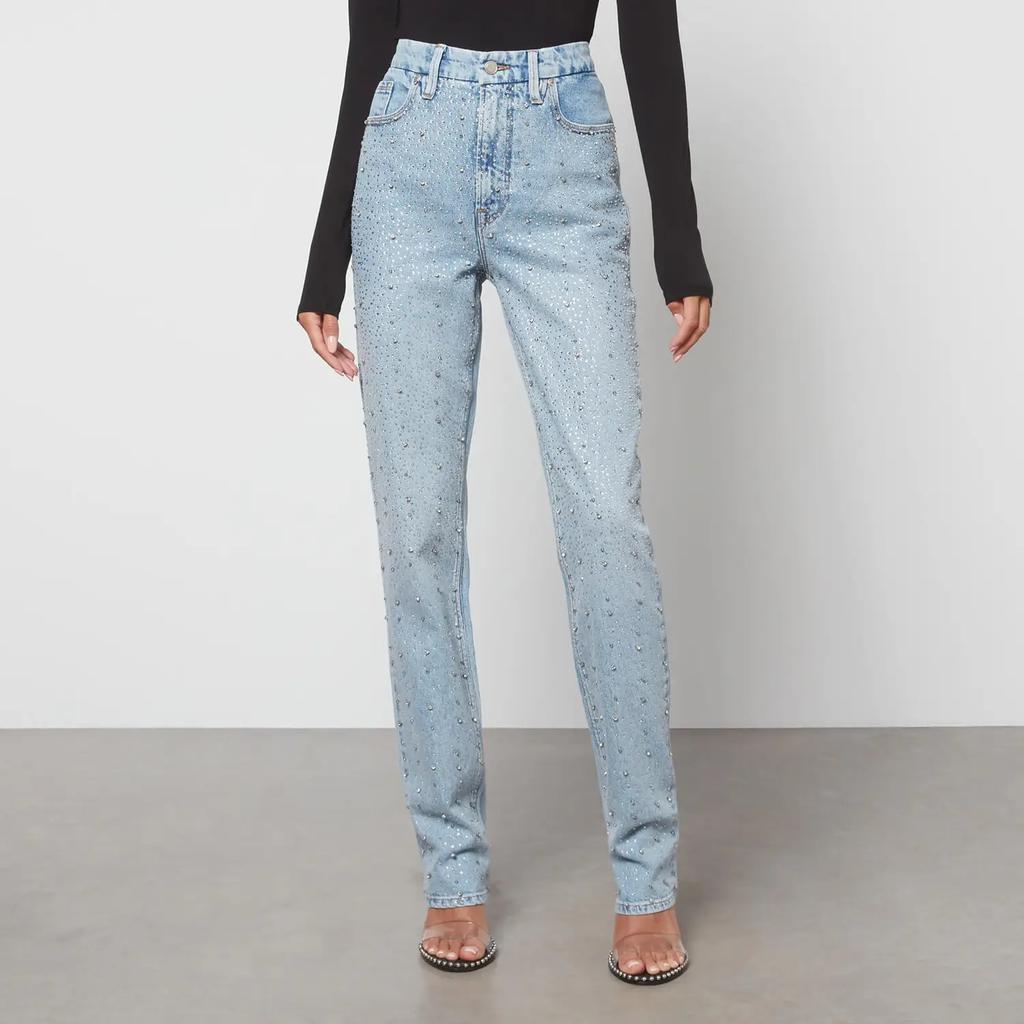 商品Good American|Good American Good Icon Crystal-Embellished Straight-Leg Denim Jeans,价格¥1792,第1张图片