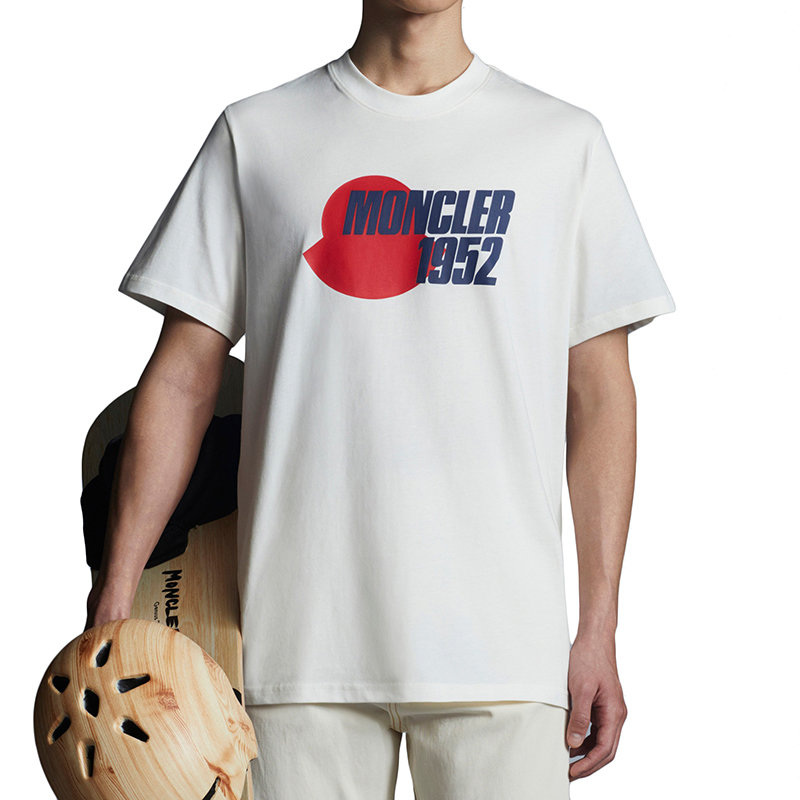 【预售3-7天】Moncler/蒙克莱 22年早春新款 1952系列 男士丝绸白色纯棉徽标图案短袖T恤H10928C000028390T034商品第2张图片规格展示