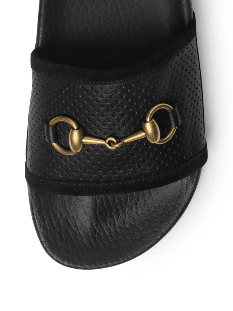 商品Gucci|Pursuit Horsebit Leather Slides,价格¥3614,第3张图片详细描述