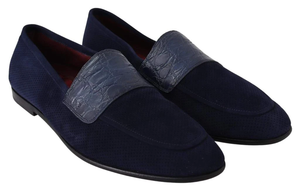 商品Dolce & Gabbana|Dolce & Gabbana Blue Suede Caiman Loafers Slippers Shoes,价格¥3475,第5张图片详细描述