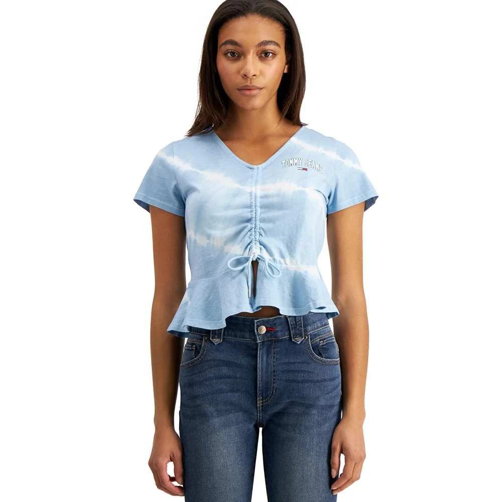 商品Tommy Jeans|Tie-Dyed Cinch-Front Cotton T-Shirt,价格¥66,第1张图片
