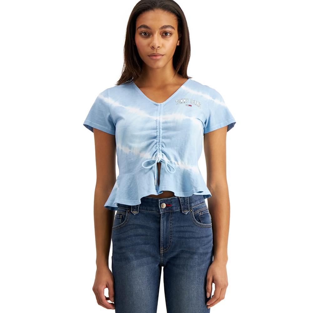 商品Tommy Jeans|Tie-Dyed Cinch-Front Cotton T-Shirt,价格¥109,第3张图片详细描述