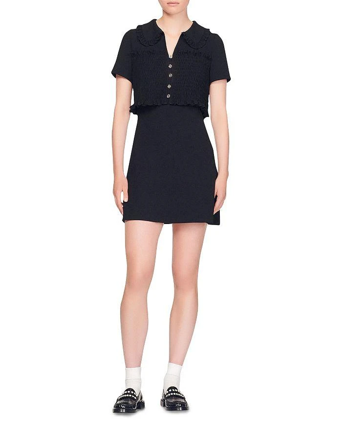 商品Sandro|Ombline Smocked Mini Dress,价格¥1526,第2张图片详细描述