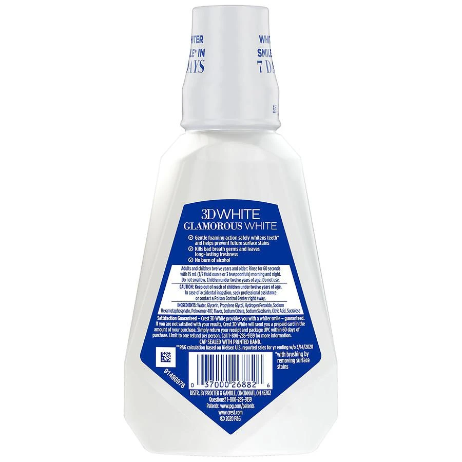 商品Crest|3D White Glamorous White Alcohol Free Multi-Care Whitening Mouthwash Arctic Mint,价格¥32,第5张图片详细描述