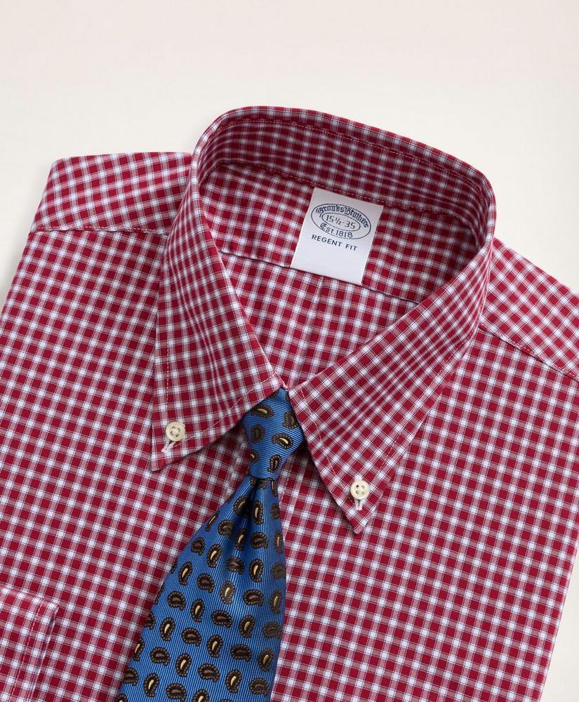 商品Brooks Brothers|Stretch Regent Regular-Fit Dress Shirt, Non-Iron Pinpoint Oxford Button Down Collar Gingham,价格¥880,第4张图片详细描述