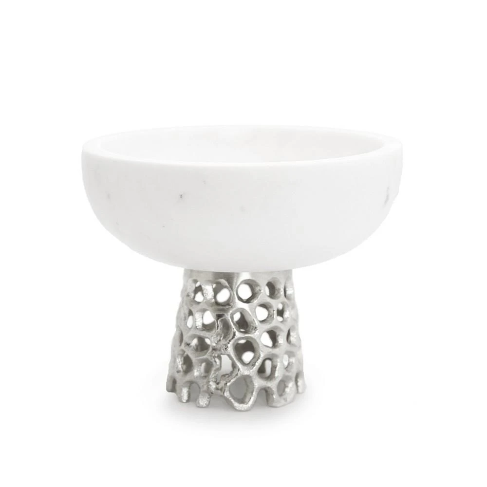 商品Classic Touch|Marble Bowl with Web Design Metal Base, 7" x 5.75",价格¥1002,第1张图片