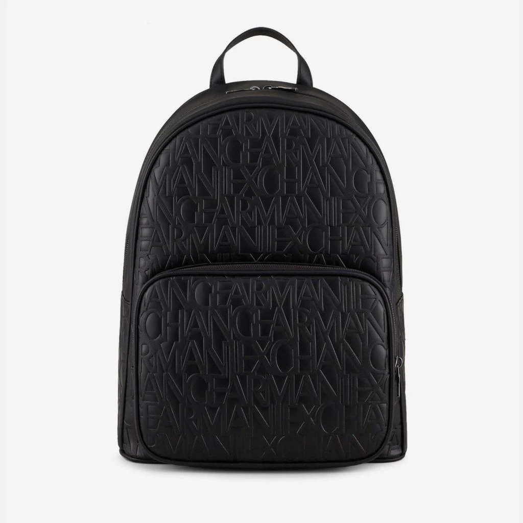 商品Armani Exchange|Armani Exchange Allover Monogrammed Faux Leather Backpack,价格¥1143,第1张图片