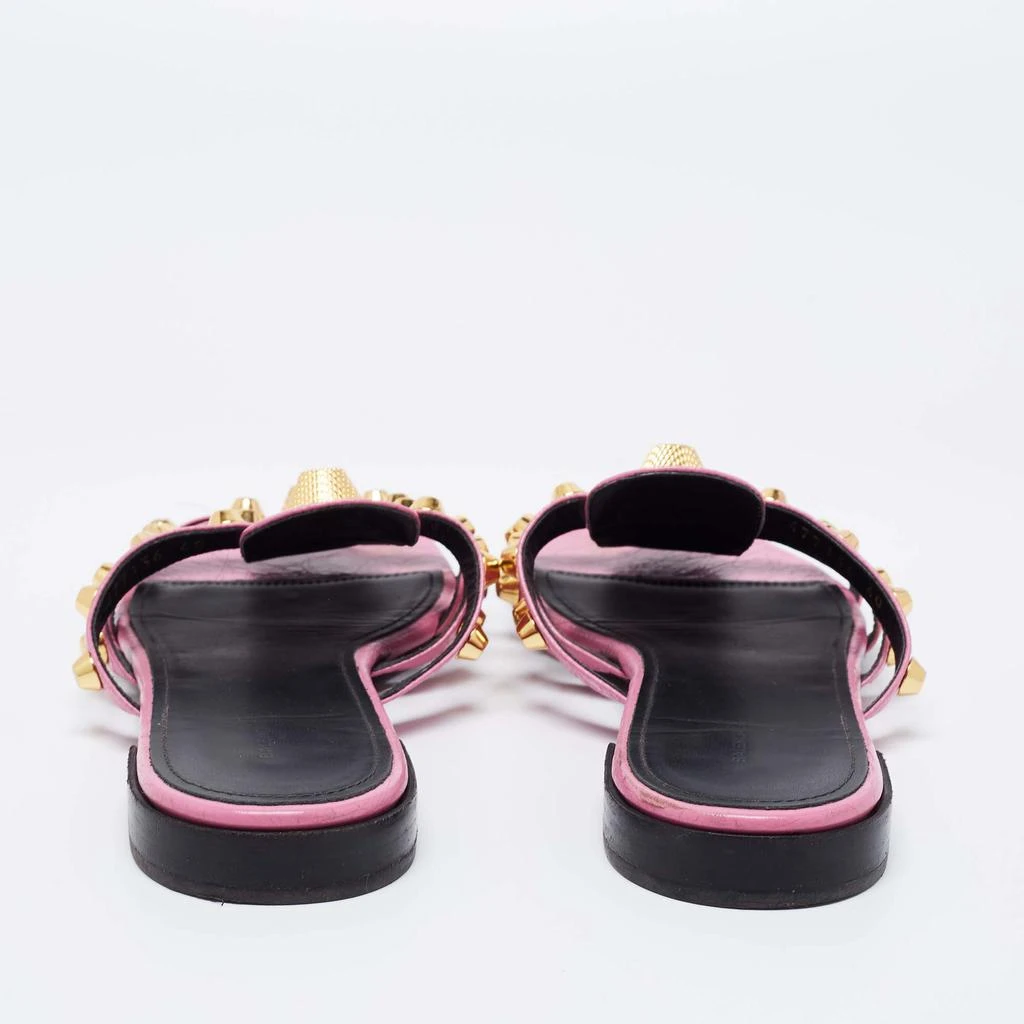 商品[二手商品] Balenciaga|Balenciaga Pink Leather Studded Accents Flat Slides Size 40,价格¥2564,第5张图片详细描述