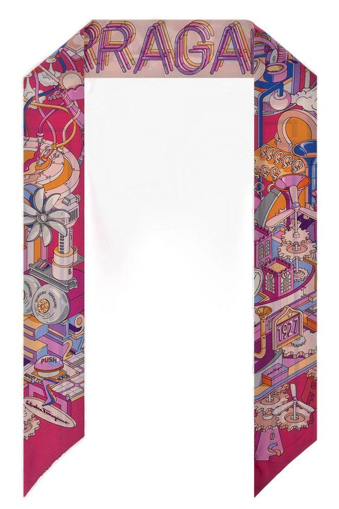 商品Salvatore Ferragamo|Salvatore Ferragamo Graphic Printed Scarf,价格¥784,第1张图片