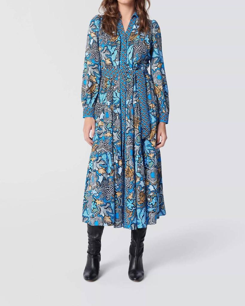 商品Diane von Furstenberg|Alea Midi Shirt Dress In Floral Patch Blue Dot Geo,价格¥2485,第1张图片