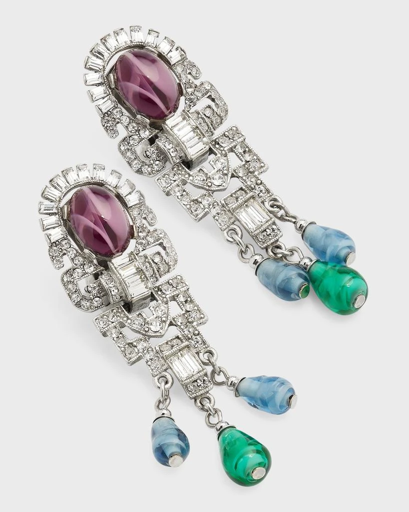 商品BEN-AMUN|Silver Crystal Oval Topa and Emerald Sapphire Drop Clip-On Earrings,价格¥3050,第3张图片详细描述