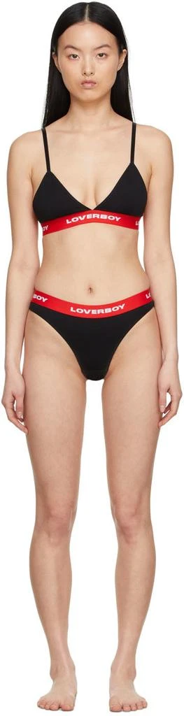 商品Charles Jeffrey Loverboy|Black Cotton Bra & Thong Set,价格¥350,第1张图片