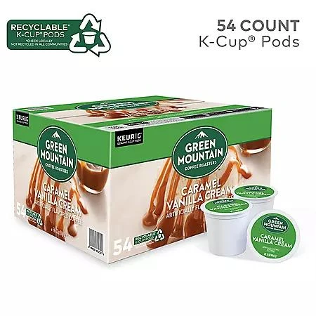 商品Green Mountain Coffee|Green Mountain Coffee K-Cup Pods, Caramel Vanilla Cream, 54 ct.,价格¥213,第2张图片详细描述