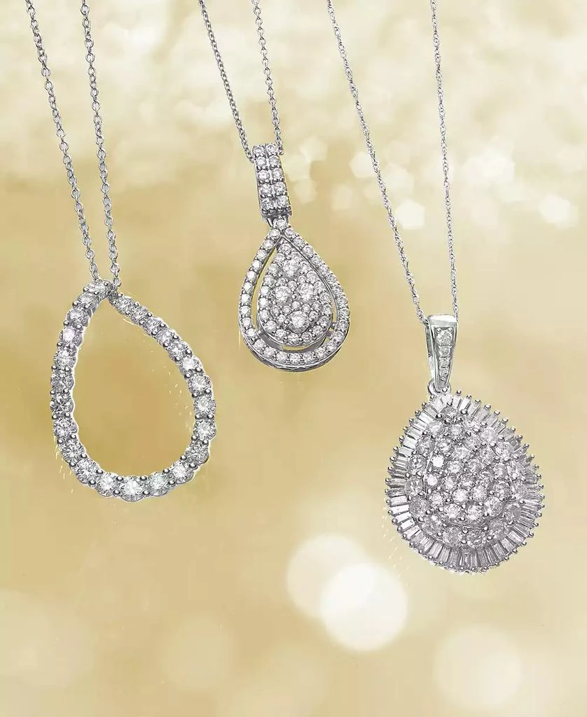 商品Macy's|Diamond Cluster Teardrop Pendant Necklace (2 ct. t.w.) in 14k White Gold,价格¥37839,第5张图片详细描述